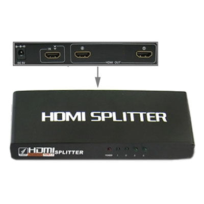 2 Ports 1080P HDMI Splitter, 1.3 Version, Support HD TV / Xbox 360 / PS3 etc