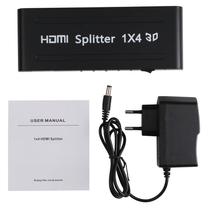 1080P 1x4 HDMI Splitter, 1.4 Version, EU Plug, 1x4 HDMI V1.3