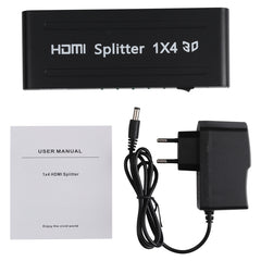 1080P 1x4 HDMI Splitter, 1.4 Version, EU Plug, 1x4 HDMI V1.3