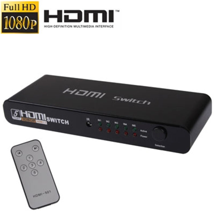 5 Ports Full HD 1080P HDMI Switch with Switch & Remote Controller, 1.3 Version (5 Ports HDMI Input, 1 Port HDMI Output), 1.3 Version