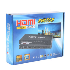 Full HD 1080P 5 Ports HDMI Switch with Remote Control & LED Indicator, With LED Indicator