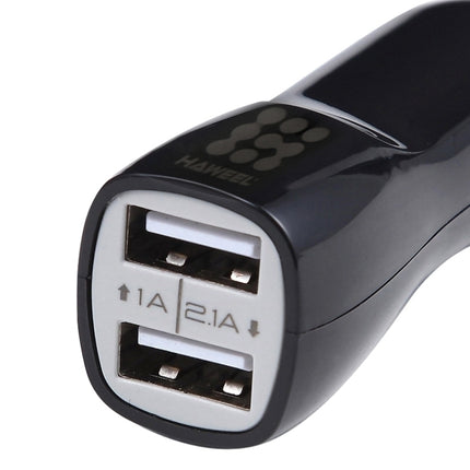 HAWEEL High Quality 2.1A + 1A Dual USB Ports Car Charger, HK Black
