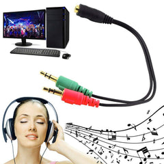 17cm 3.5mm Jack Microphone + Earphone Cable, Compatible with Phones, Tablets, Headphones, MP3 Player, Car/Home Stereo & More