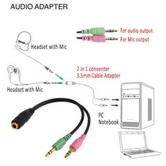 17cm 3.5mm Jack Microphone + Earphone Cable, Compatible with Phones, Tablets, Headphones, MP3 Player, Car/Home Stereo & More