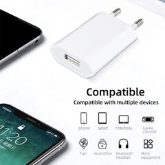 5V / 1A (US Plug) USB Charger Adapter For  iPhone, Galaxy, Huawei, Xiaomi, LG, HTC and Other Smart Phones, Rechargeable Devices, EU Plug, UK Plug, US Plug