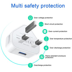 5V / 1A (UK Plug) USB Charger Adapter For  iPhone, Galaxy, Huawei, Xiaomi, LG, HTC and Other Smart Phones, Rechargeable Devices