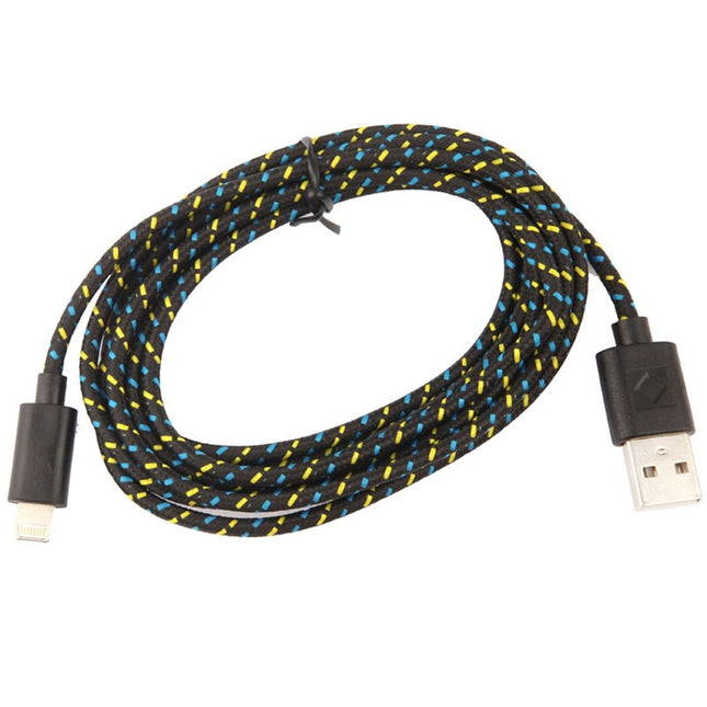 1m Nylon Netting Style USB 8 Pin Data Transfer Charging Cable for iPhone, iPad