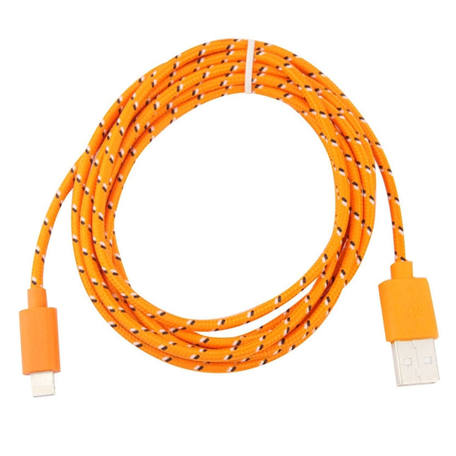 Cable de carga y transferencia de datos USB de 8 pines con estilo de red de nailon de 1 m para iPhone y iPad