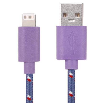 Cable de carga y transferencia de datos USB de 8 pines con estilo de red de nailon de 1 m para iPhone y iPad