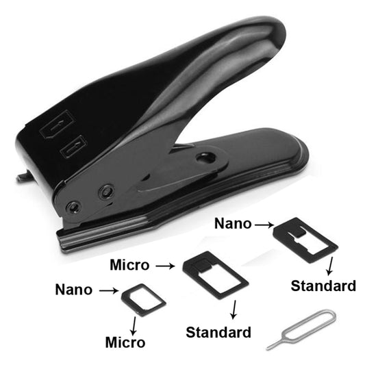 Dual Nano Sim Cutter for iPhone / Samsung / Huawei / Xiaomi  (With Nano SIM to Micro SIM Card Adapter + Nano SIM to Standard SIM Card Adapter + Micro SIM to Standard SIM Card Adapter + Sim Card Tray Holder Eject Pin Key Tool), Dual Nano Sim Cutter