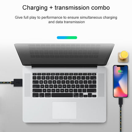 2 m langes USB-Datenübertragungs-Ladekabel aus Nylon für iPhone, iPad