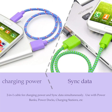 2 m langes USB-Datenübertragungs-Ladekabel aus Nylon für iPhone, iPad