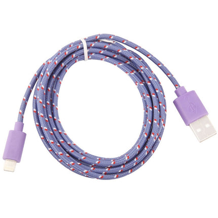 2m Nylon Netting USB Data Transfer Charging Cable For iPhone, iPad