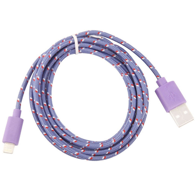 Cable de carga y transferencia de datos USB de red de nailon de 2 m para iPhone y iPad