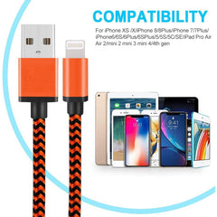 2A Woven Style USB to 8 Pin Sync Data / Charging Cable, Cable Length: 1m