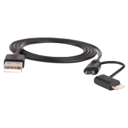1m MFI 2 in 1 8 pin + Micro USB 2.0 Male to USB Data Sync Charging Cable