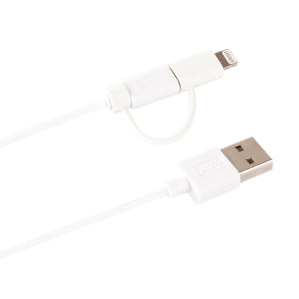 1m MFI 2 in 1 8 pin + Micro USB 2.0 Male to USB Data Sync Charging Cable