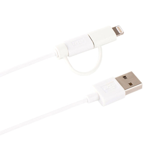 1m MFI 2 in 1 8 pin + Micro USB 2.0 Male to USB Data Sync Charging Cable