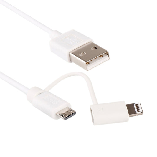 1m MFI 2 in 1 8 pin + Micro USB 2.0 Male to USB Data Sync Charging Cable