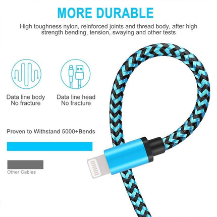 Cable de carga y sincronización de datos USB de 8 pines de estilo tejido de 2 m