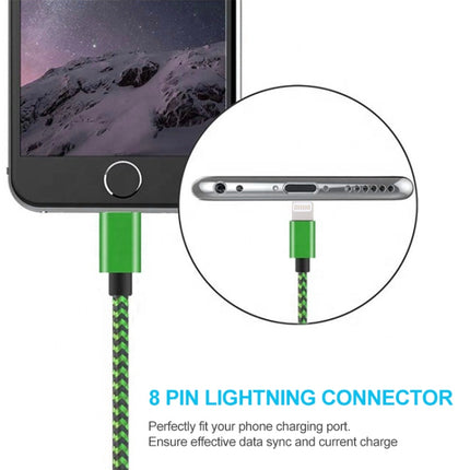 Cable de carga y sincronización de datos USB de 8 pines de estilo tejido de 2 m