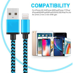 2m Woven Style 8 Pin to USB Sync Data / Charging Cable