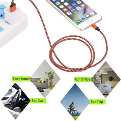 2m Woven Style 8 Pin to USB Sync Data / Charging Cable