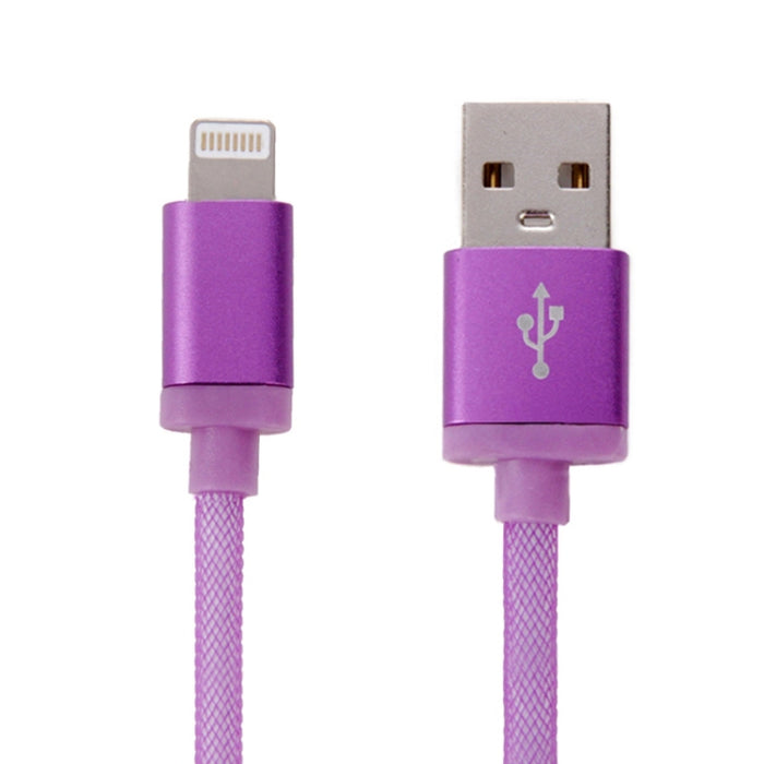 Cable de datos/cargador de 8 pines a USB con cabezal de metal estilo red, longitud del cable: 25 cm