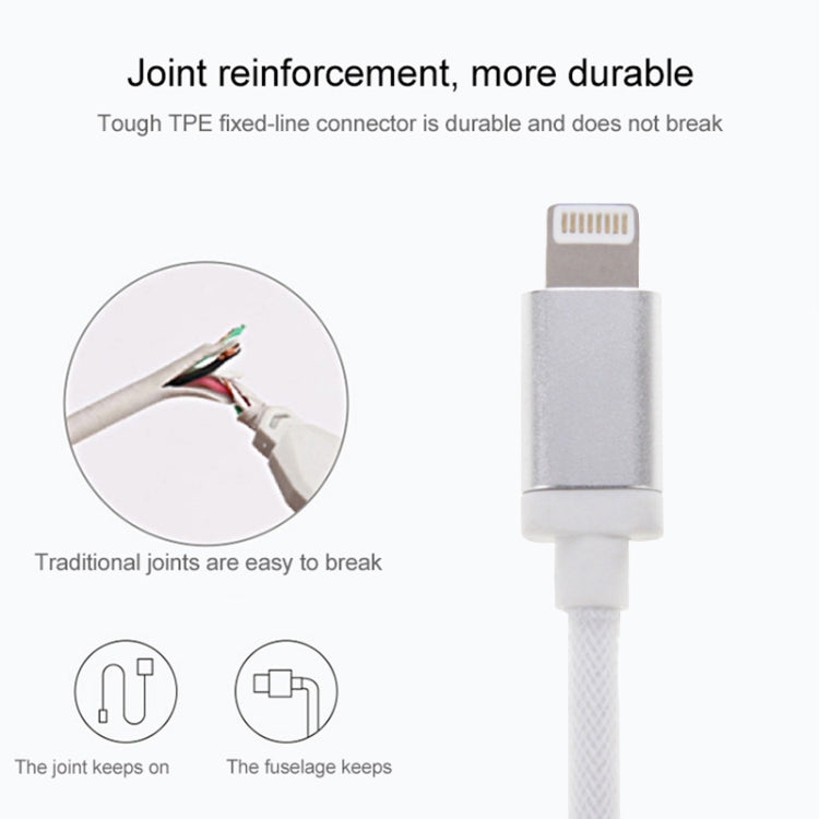 Netz-Metallkopf 8-polig auf USB-Daten-/Ladekabel, Kabellänge: 25 cm