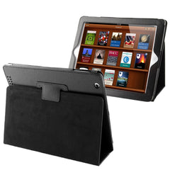 High Quality Litchi Texture Folding Leather with Sleep / Wake-up & Holder Function for iPad 2 / iPad 3 / iPad 4