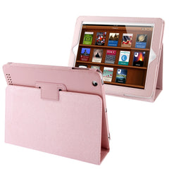 High Quality Litchi Texture Folding Leather with Sleep / Wake-up & Holder Function for iPad 2 / iPad 3 / iPad 4