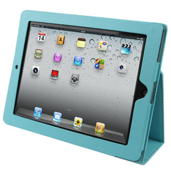 High Quality Litchi Texture Folding Leather with Sleep / Wake-up & Holder Function for iPad 2 / iPad 3 / iPad 4