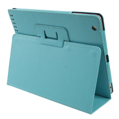 High Quality Litchi Texture Folding Leather with Sleep / Wake-up & Holder Function for iPad 2 / iPad 3 / iPad 4