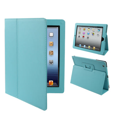 High Quality Litchi Texture Folding Leather with Sleep / Wake-up & Holder Function for iPad 2 / iPad 3 / iPad 4