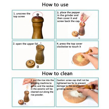 Length Classical Wooden Pepper Spice Salt Mill Grinder Muller, Style 4, 5 inch, Style 4, 8 inch, Style 4, 10 inch