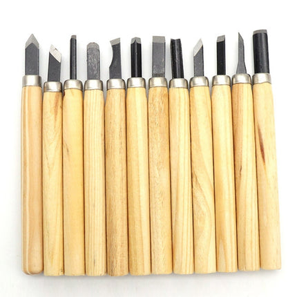 12 PCS / Set Assorted Wood Carving Tools Set with Stainless Steel Blade and Wood Handle, 12 PCS / Set Wood Carving