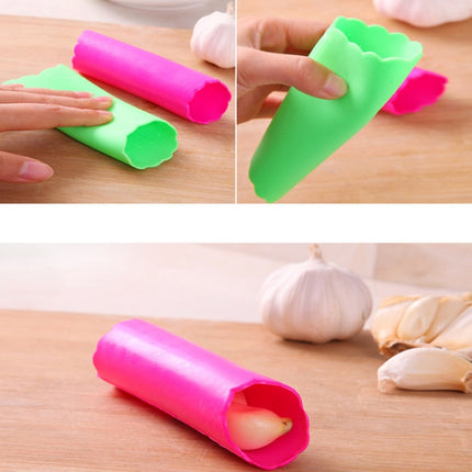5 PCS Soft Resin Tube Shaped Reusable Magic Handheld Rolling Garlic Peeler Kitchen Tools (Random Color Delivery), Random Color Delivery