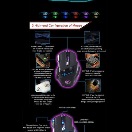 7 Buttons with Scroll Wheel 5000 DPI LED Wired Optical Gaming Mouse for Computer PC Laptop, X7 7 Buttons (Black)