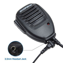 Baofeng Clip-on Speaker Microphone for Walkie Talkies, 3.5mm + 2.5mm Earphone + Mic Plug