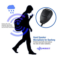 Baofeng Clip-on Speaker Microphone for Walkie Talkies, 3.5mm + 2.5mm Earphone + Mic Plug