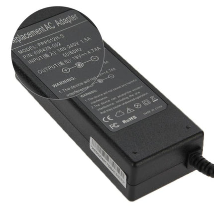 90W 19V 4.74A AC Adapter for HP Laptop, Output Tips:  4.8mm x 1.7mm, 19V 4.74A