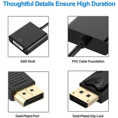 DisplayPort Male to DVI 24+5 Female Adapter, Cable Length: 12cm, DP Male to DVI 24+5 Female