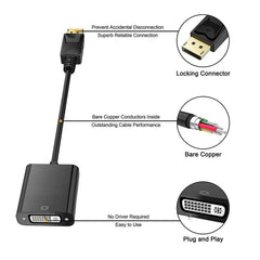 Display Port Male to DVI 24+1 Female Adapter Cable, Length: 20cm, DP Male DVI 24+1 Female