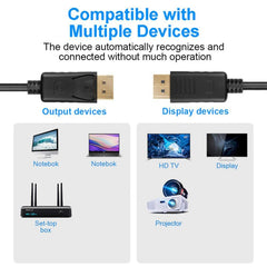 DisplayPort Male to Display Port Male Cable, Length: 1.8m, DP to DP Male (Gold plated)