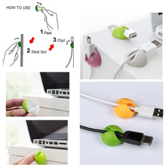 6 x Multipurpose Cable Clips Cable Drop Organizer