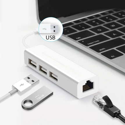USB 2.0 Ethernet Network Adapter + 3 Ports USB HUB