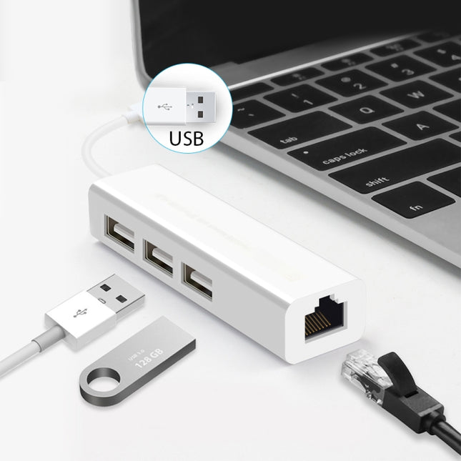 USB 2.0 Ethernet Network Adapter + 3 Ports USB HUB