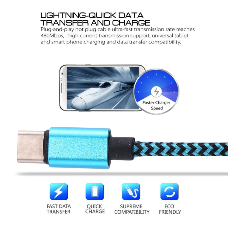 1m Woven Style USB-C / Type-C 3.1 to USB 2.0 Data Sync Charge Cable