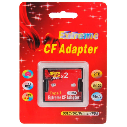 2-Socket Micro SD to CF Compact Flash Memory Card Adapter, 2-Socket