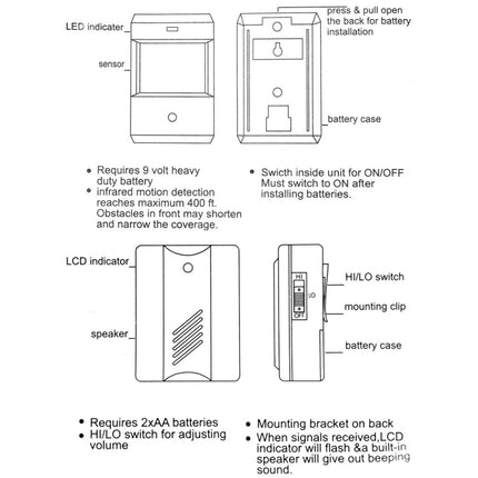 F622-108 Electro Guard Watch IR Remote Detection System / Wireless Doorbell, Electro Guard